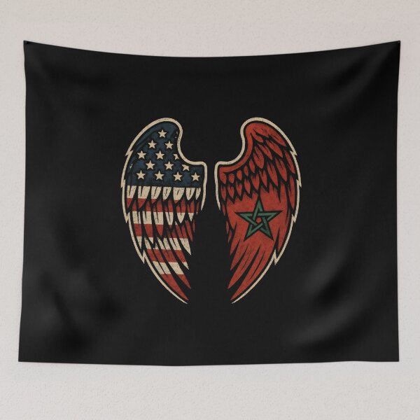 Item preview, Moroccan Flag American Flag Angel Wings Half Moroccan Half American designed and sold by DemureArtsy.