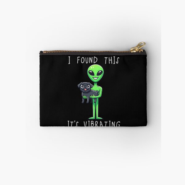 Item preview, Funny Black Pug Alien I Found This Its Vibrating Mom Dad Kids designed and sold by rafaeltto.