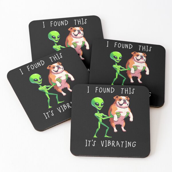 Item preview, Funny Bulldog Alien I Found This Its Vibrating Mom Dad Kids designed and sold by rafaeltto.