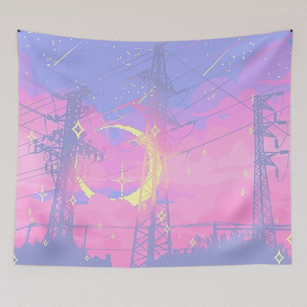 Item preview, Dreamy Power Lines under a Magical Sunset Sky designed and sold by XharrQ.