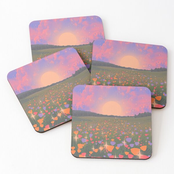 Item preview, Magical Sunset over a Sparkling Flower Field designed and sold by XharrQ.