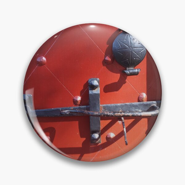 Item preview, old medieval red steel door with black latch designed and sold by Becky.blueberri.