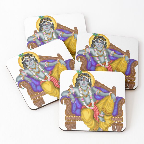Item preview, Lord Krishna on Golden Throne Digital Painting | Hindu Spiritual Wall Art, Devotional Artwork designed and sold by Harshit_Digital_Arts.