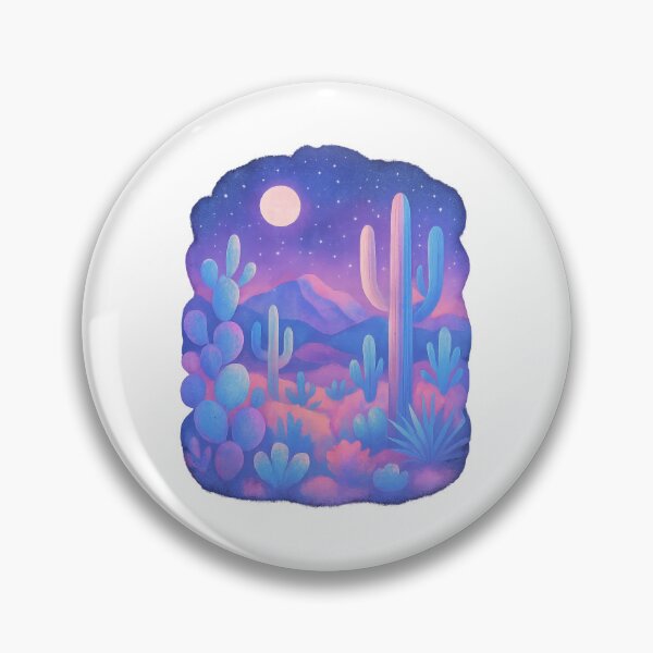 Item preview, Dreamy Desert Night - Colorful Cactus Landscape Under Starry Sky designed and sold by inkoutninja.