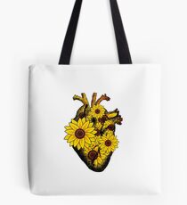 Summer Sunflower Heart Tote Bag