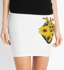Summer Sunflower Heart Mini Skirt
