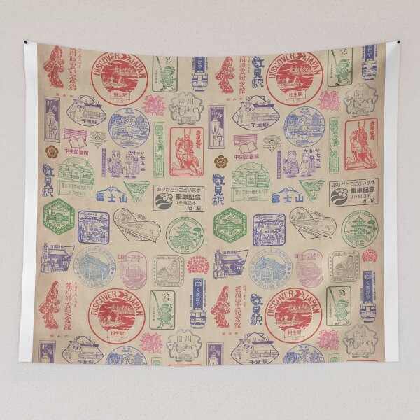 Item preview, Japanese EKI stamps collage (1), original design, poster layout designed and sold by VectoriasSecret.