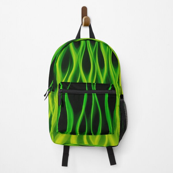 Item preview, Neon Green Hot Rod Flames - Y2K Airbrush Fire Pattern on Black designed and sold by trajeado14.