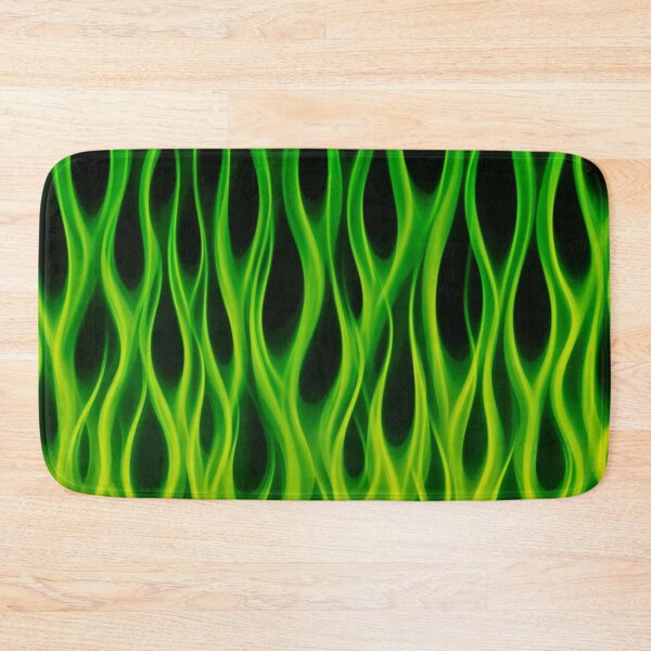 Item preview, Neon Green Hot Rod Flames - Y2K Airbrush Fire Pattern on Black designed and sold by trajeado14.