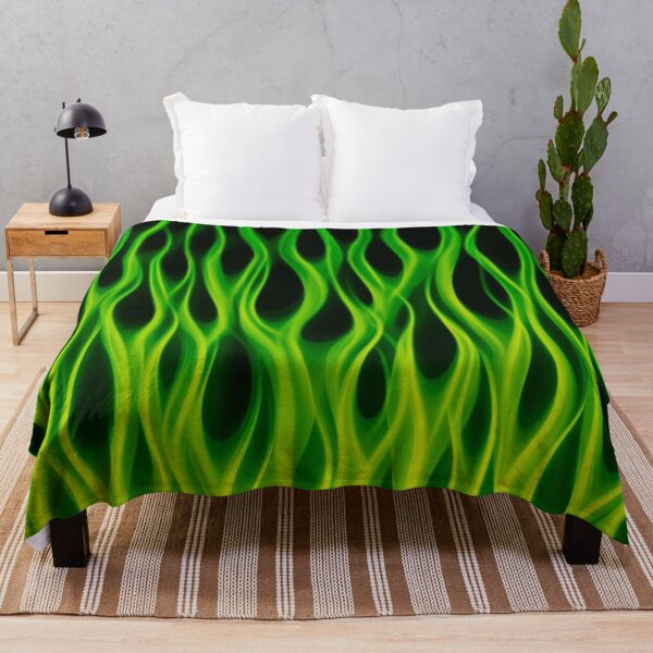 Item preview, Neon Green Hot Rod Flames - Y2K Airbrush Fire Pattern on Black designed and sold by trajeado14.