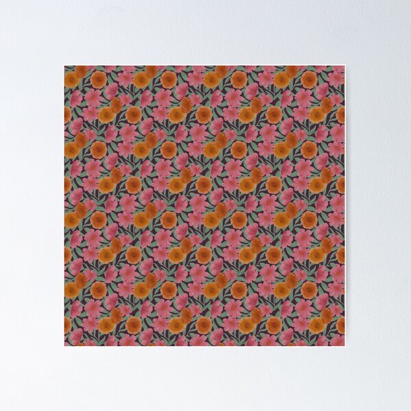Item preview, October Birth Flowers - Marigold and Cosmos designed and sold by Rebecca Scott Design.
