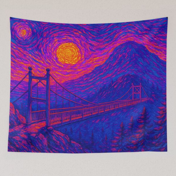 Item preview, Neon Skies Over Grandfather Mountain Swing Bridge designed and sold by JWsNeonHorizons.