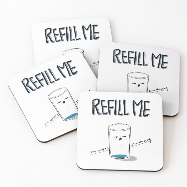 Item preview, Refill Me – Thirsty Glass Hand-drawn Doodle designed and sold by mintmono-studio.