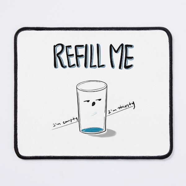 Item preview, Refill Me – Thirsty Glass Hand-drawn Doodle designed and sold by mintmono-studio.