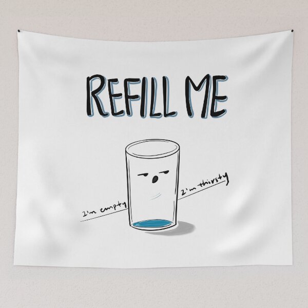 Item preview, Refill Me – Thirsty Glass Hand-drawn Doodle designed and sold by mintmono-studio.