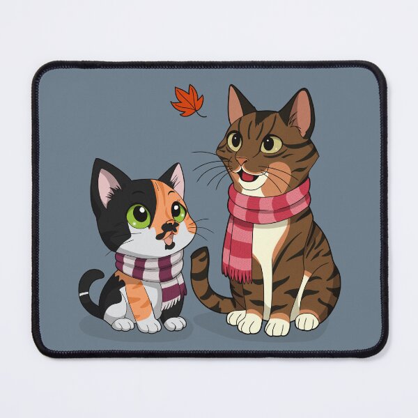 Item preview, Autumn Cats Duo – Cozy Calico & Tabby in Scarves designed and sold by DerpCat Sketches.