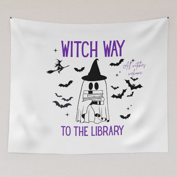 Item preview, Witch Way to the Library designed and sold by ThreeTulipsBook.