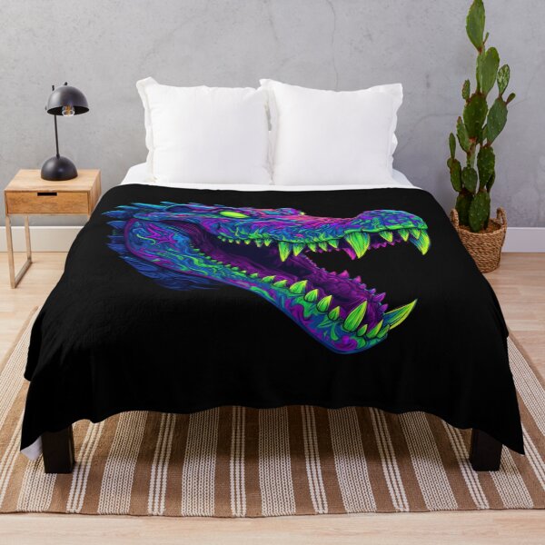Item preview, Psychedelic Crocodile – Neon Skull Illustration designed and sold by Meiersbeste.