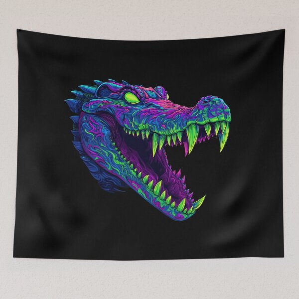 Item preview, Psychedelic Crocodile – Neon Skull Illustration designed and sold by Meiersbeste.