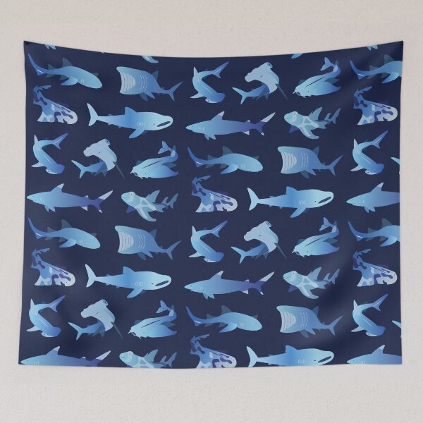 Item preview, Oceanic Sharks   – Dark Blue designed and sold by typewithjuliette.