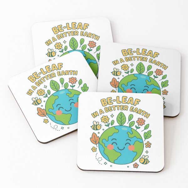 Item preview, Be-Leaf in a Better Earth - Cute Earth Day Bee and Leaf Pun Design designed and sold by inkoutninja.