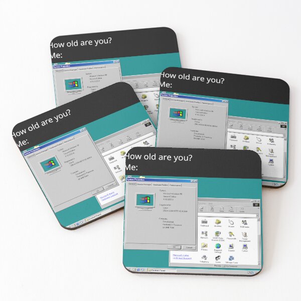 Item preview, How Old Are You? Windows 98 System Properties Retro Meme designed and sold by GEEK_out.
