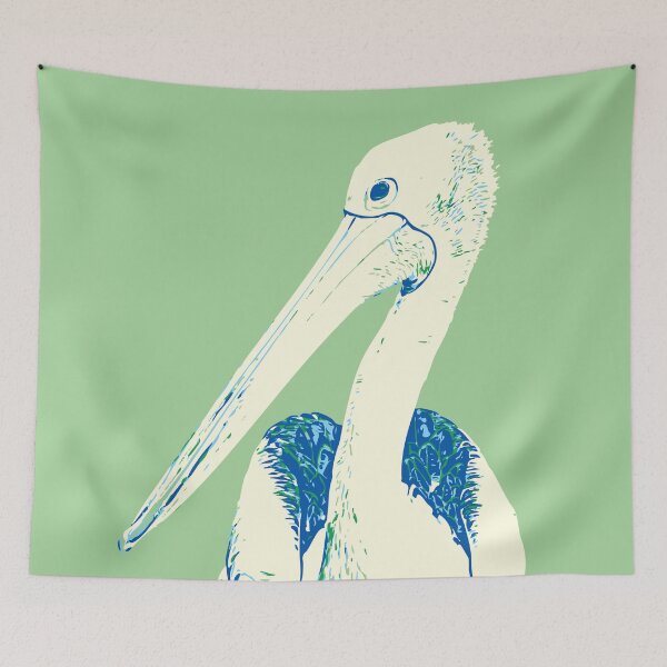 Item preview, Pelican Australian bird blue green designed and sold by blueidesign.