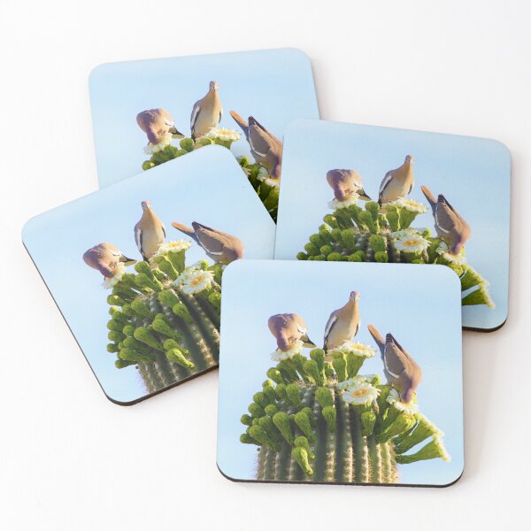 Item preview, Doves Eating From Saguaro Cactus Flowers designed and sold by simonjayphotos.