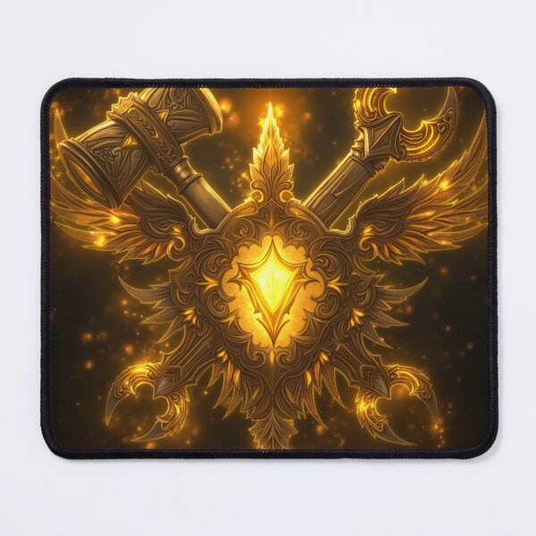 Item preview, Celestial Forge Crest: Divine Hammer & Ornate Scepter of the Golden Guild designed and sold by DoctorFirefly.