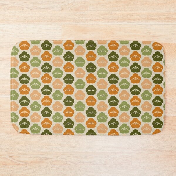 Item preview, Retro Ume Plum Blossom Grid in Avocado Peach Persimmon – Vintage Floral designed and sold by StudioMeggi.