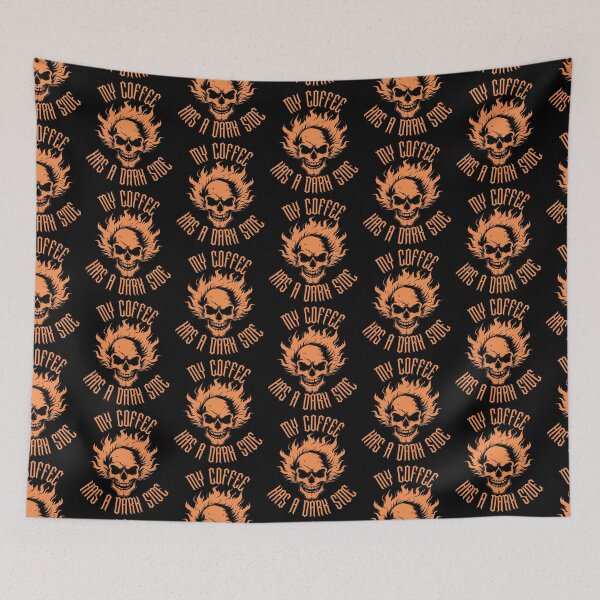 Item preview, My Coffee Has a Dark Side Gothic Flaming Skull Coffee Lover Design designed and sold by TheTrendsDesk.