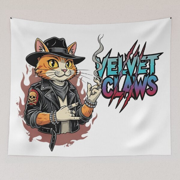 Item preview, Velvet Claws – Cool Rock Band Cat Design designed and sold by GeorgePaynea.