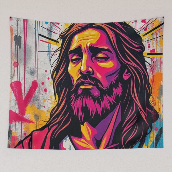 Item preview, Jesus Christ Street Art Print - Graffiti Style Christian Wall Art designed and sold by 610AsAboveSoBelow.