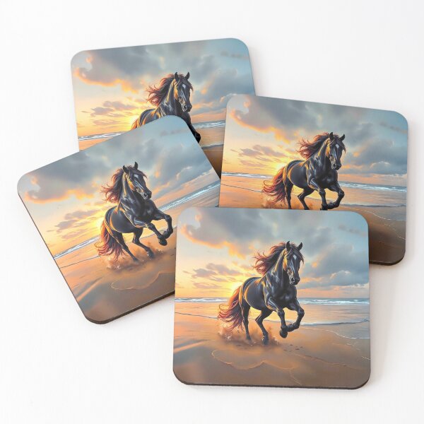 Item preview, Black Horse at Sunset: Freedom Run on the Shore designed and sold by SolaoLab.