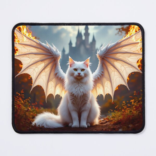 Item preview, A White Dragon Cat by a Castle designed and sold by Lava Tigers Art.