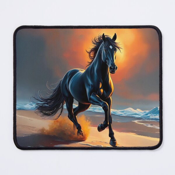 Item preview, Black Horse at Sunset: Galloping Along the Shore designed and sold by SolaoLab.