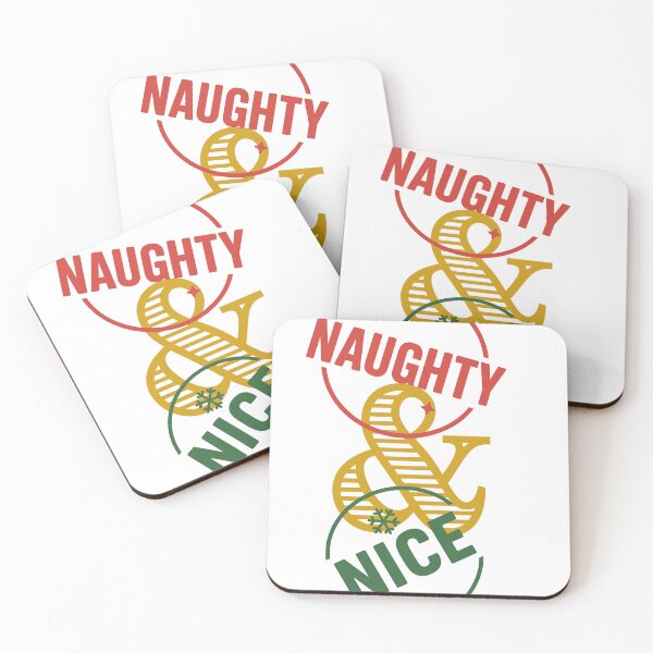 Item preview, Naughty & Nice Christmas Shirt • Festive Typographic Ampersand Design • Funny Holiday Tee & Sticker (Red/Green/Gold) designed and sold by DavidMay.