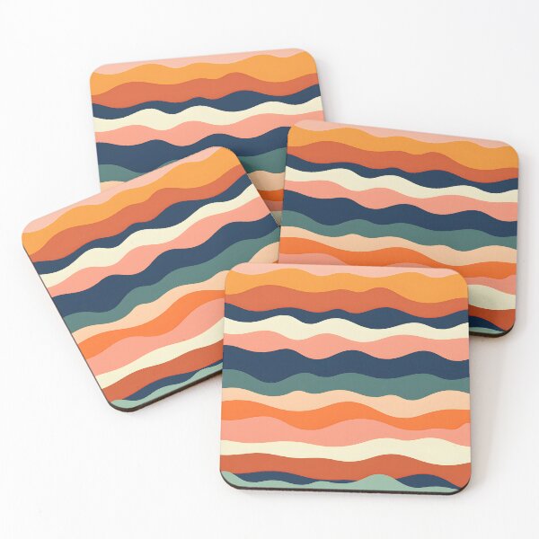 Item preview, Mid Century Modern Liquid Swirl, Peach, Cyan #2 designed and sold by Prints and Lifestyle.