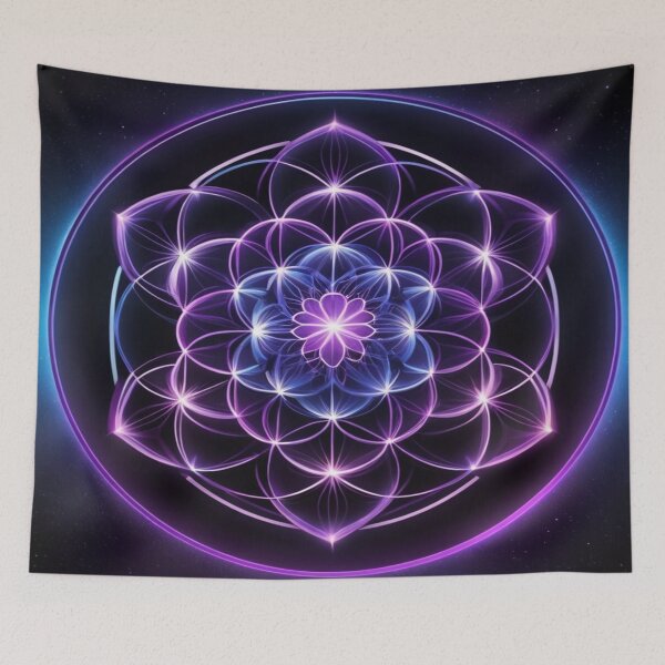 Item preview, Cosmic Flower of Life - Purple Sacred Geometry Mandala designed and sold by Cristhian Almanza.