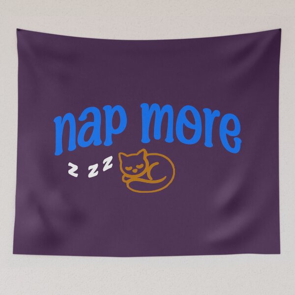 Item preview, Nap More – Cozy Sleeping Cat Design with Blue Text and ZZZs    designed and sold by donwillisjrart.