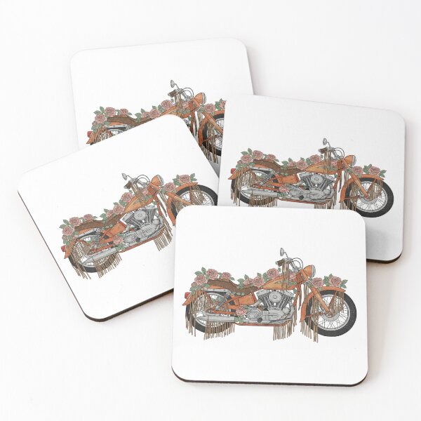 Item preview, Boho Biker Motorcycle with Roses and Fringe Retro Design designed and sold by SimplyJasper.