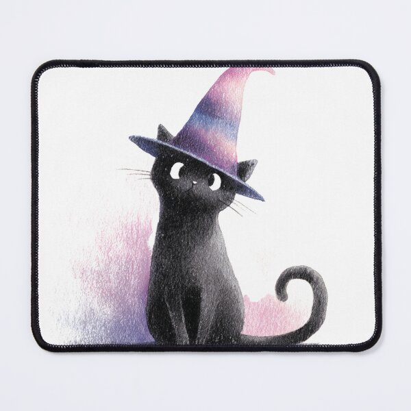 Item preview, Black Cat In Colorful Witch Hat With Pastel Gradient On Black Background designed and sold by KanDa-Shop.