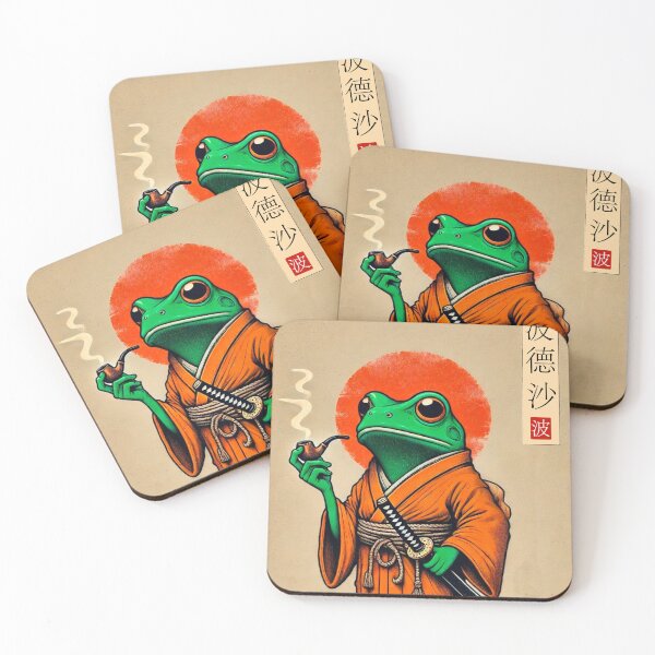 Item preview, Smoking Samurai Frog T-Shirt – Bold Cartoon Frog Design for Fun & Adventure Lovers designed and sold by Bodsha.