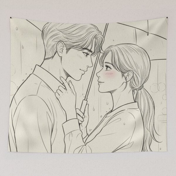 Item preview, K-drama line-art couple classic tshirt designed and sold by anandsiva2703.