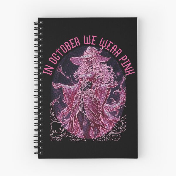 Item preview, In October We Wear Pink – Breast Cancer Awareness Witch Art (Ribbon Halftone) designed and sold by Sherihdesigns.