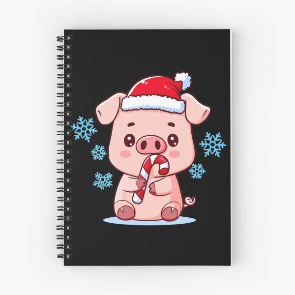 Item preview, Cute Chibi Pig in Santa Hat with Candy Cane | Adorable Kawaii Christmas Snowflake Design designed and sold by ColorSplash123.