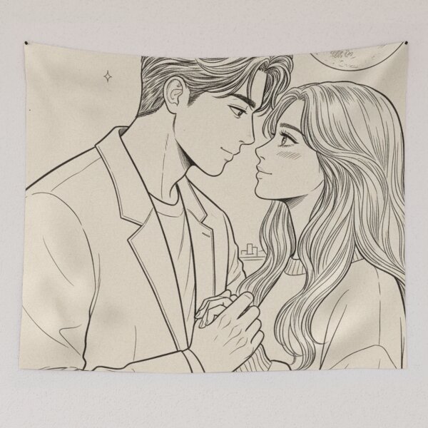 Item preview, K-drama line-art couple design classic tshirt designed and sold by anandsiva2703.