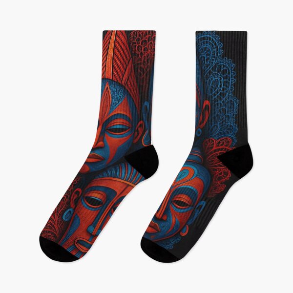 Item preview, African Tribal Masks | Red and Blue Harmony designed and sold by Le Pédagogue.