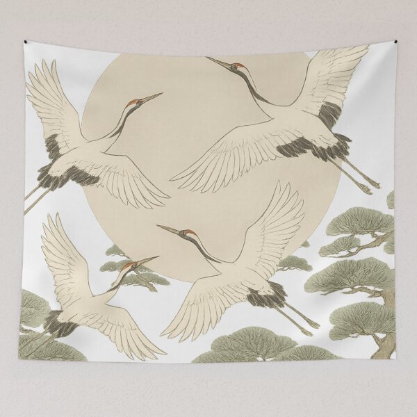 Item preview, Japanese Crane Flight Under the Moon designed and sold by DailyDrivesct.