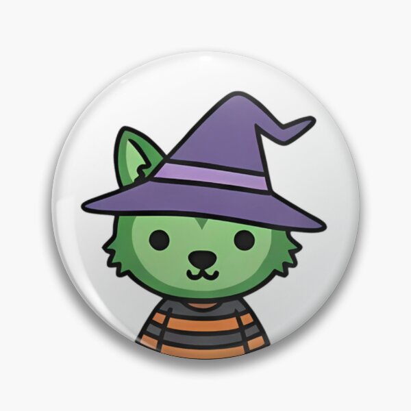 Artikelvorschau, Süßer grüner Werwolf mit Hexenhut | Kawaii Halloween Illustration entworfen und verkauft von Kni2BeDesign.
